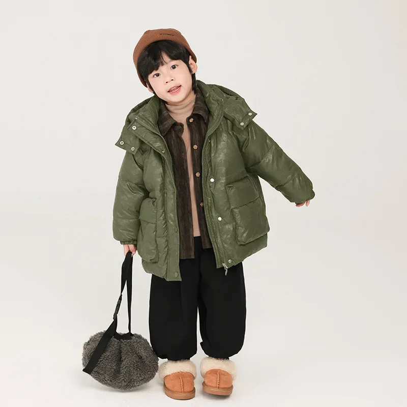 Children's Clothing Boys' Down Jacket Medium To Long Winter Clothing White Duck Down Children's Thick Camouflage Hooded Jacket