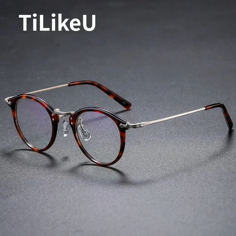 

Japanese Handmade Retro Titanium Acetate Glasses Frames Designer Men Clear Oval Prescription Eyeglasses and Women Glasses Frames