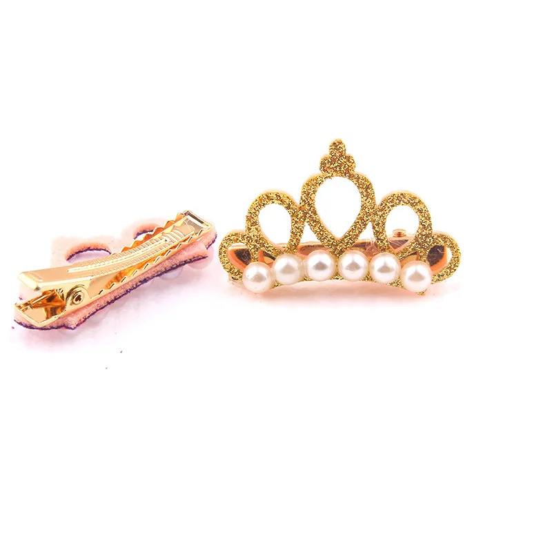 1PC Cute Pet Dog Hair Clips Small Dogs Faux Pearl Crown Shape Bows Hair Clips Cat Hair Grooming Headdress Pet Accessoires