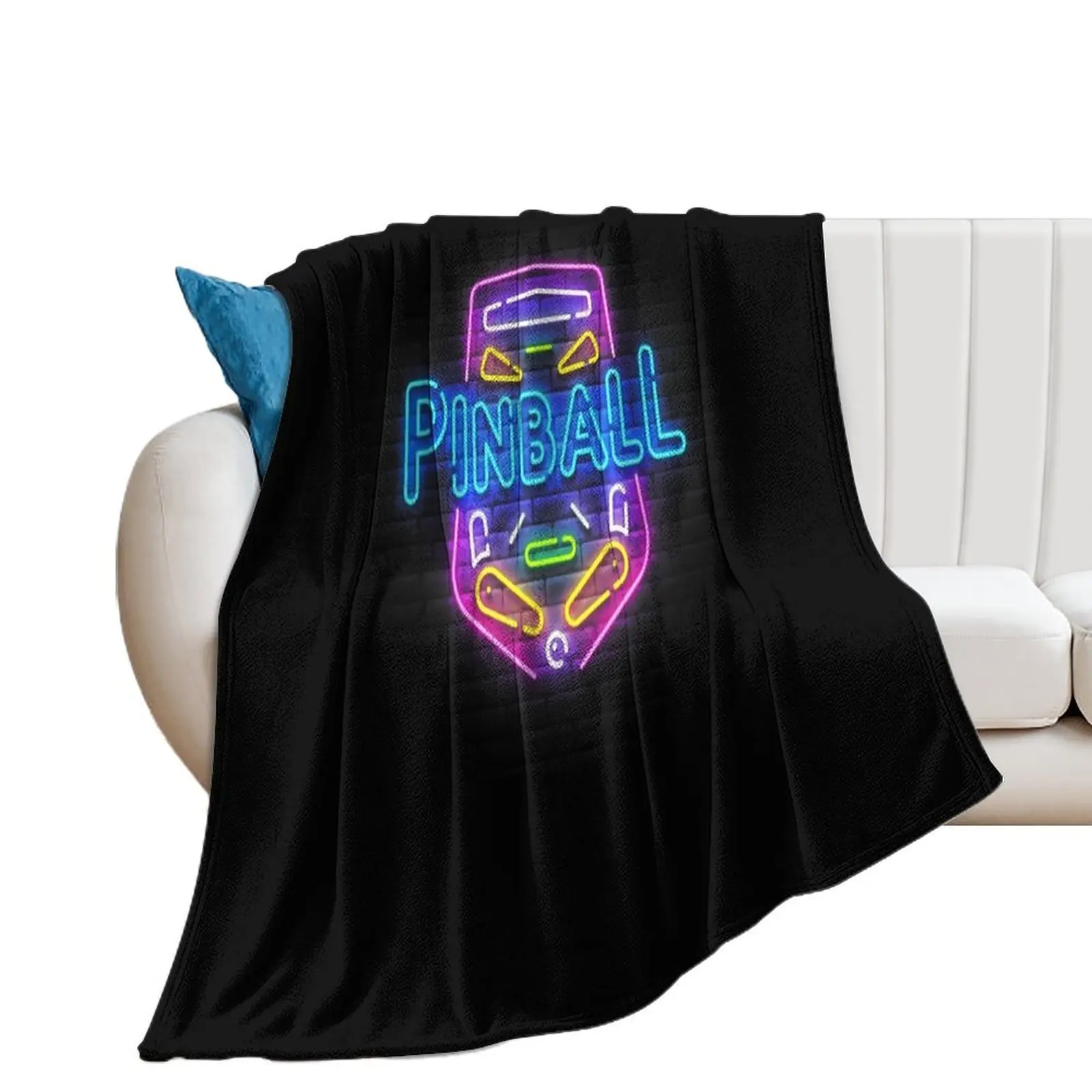 

Retro Neon Pinball Player, Pinball Lovers Gift Throw Blanket Winter beds Bed linens Blankets