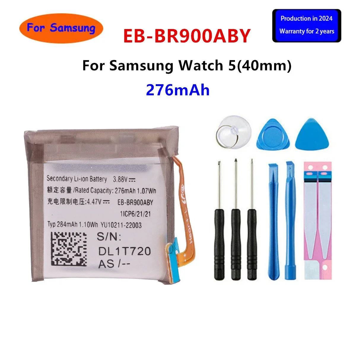 Brand New EB-BR900ABY 276mAh Battery For Samsung  Watch 5 40mm SM-R900 Smart Watch Batteries +Tools