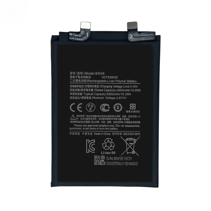 BN5E Battery 3.87V 5000mAh for Xiaomi Redmi Note 11 Pro 5G/POCO X4 PRO 5G Mobile Phone Battery High Quality Replacement Battery