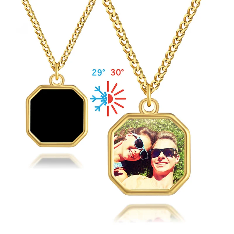 DHQH Wholesale Customized Photo Necklace Hidden Personalized Picture Hot Activation Magic Octagonal Necklace Christmas Gift