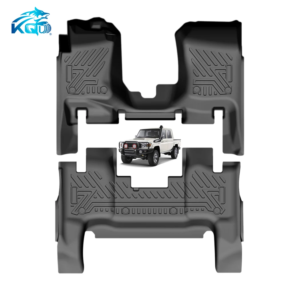 KQX Luxury TPE Car Floor Mats & Liners Full Set (3Pcs) 3-3.5mm Thick Geometric Pattern for Prado LC79 2012-2025