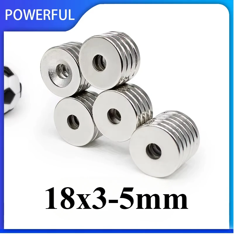 5~100PCS 18x3-5mm Magnetic Disc Permanent N35 Magnets 18mm x 3mm Hole 5mm Round Countersunk Strong Power Magnet  18*3-5mm