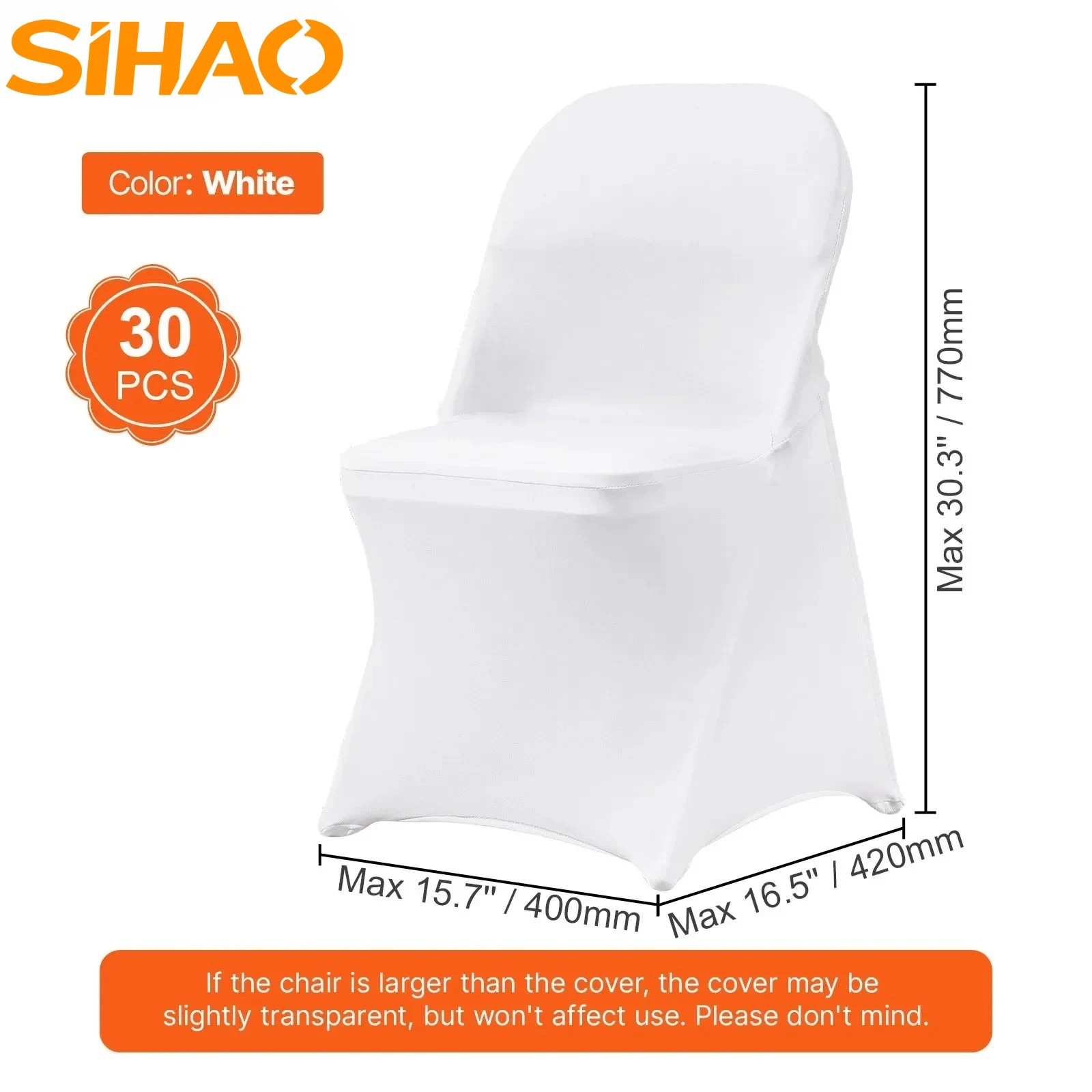 

SIHAO 30 PCS Wedding Chair Cover Spandex Stretch Slipcover for Restaurant Banquet Hotel Dining Party White Cover