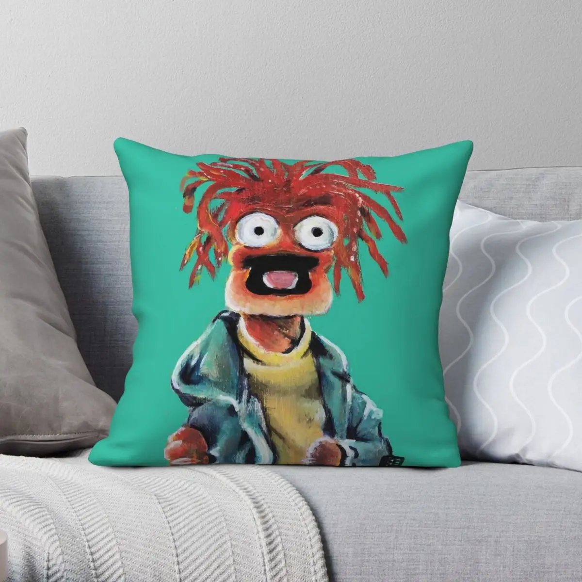 Muppets Tonight Pepﾩ The King Prawn Square Pillowcase Polyester Linen Velvet Pattern Zip Decor Home Cushion Cover