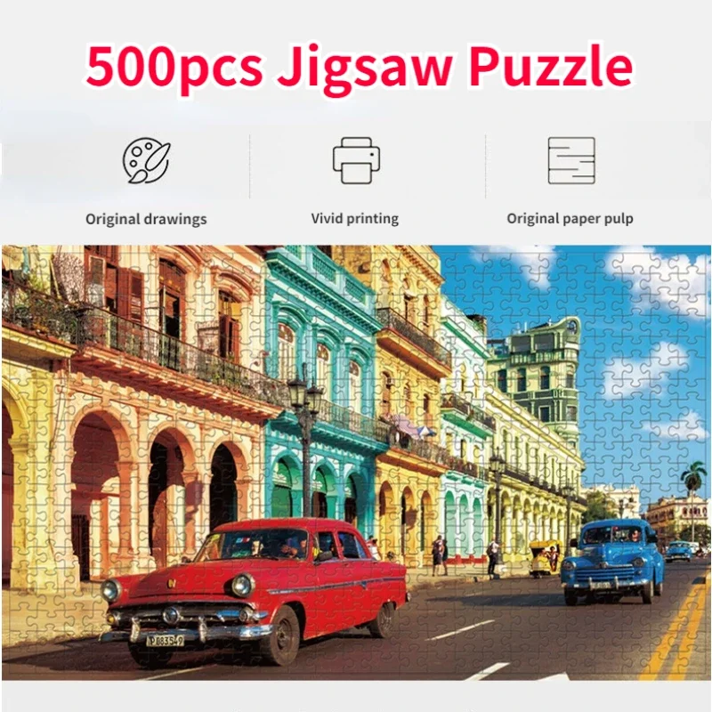 46*28cm Jigsaw Puzzles 500 Pieces Paper Picture Landscape Oil Painting Art Puzzles Decompression Toys for Adults Family Games