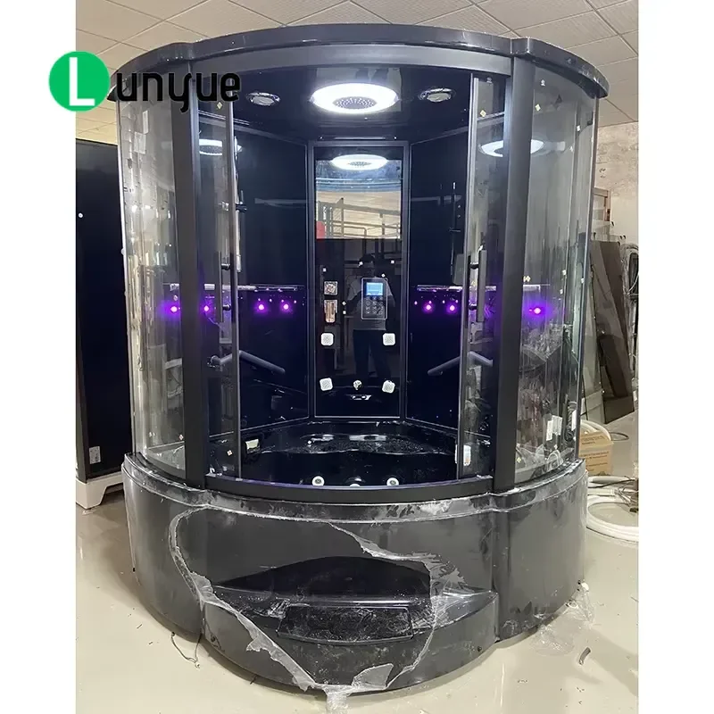 Black Aluminum Frame Steam Shower Cabin Sauna Housing Enclosure for Bathroom Home Spa Wellness Relaxation Durable