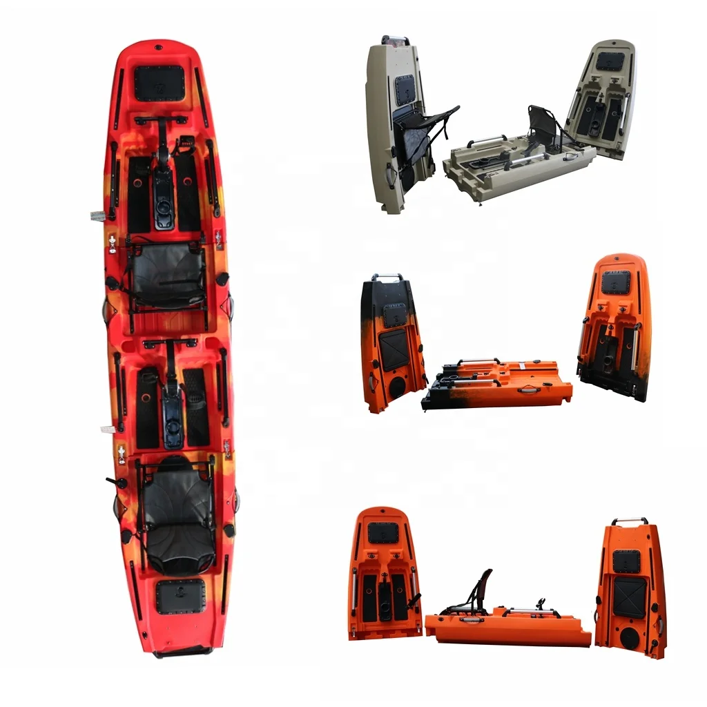 14.5 FT Three-section 2-Person Modular Pedal Fishing  Plastic Electric Trolling Motor Detachable LLDPE Inflatable