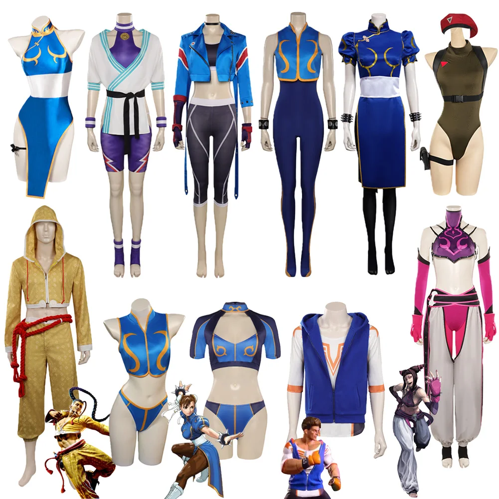 Sf Kämpfer 6 Cammy Chun Li Jamie Cosplay Kostüm Weste Hosen Mantel Outfits weibliche männliche Halloween Karneval Party Rollenspiel Anzug