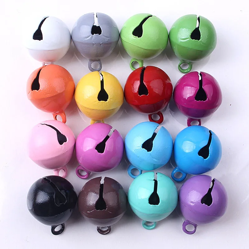 14mm Candy Color Mini Jingle Bell Pendants for Diy Metal Pet Keychain Accessories Christmas Tree Decor Bag Hanging Materials