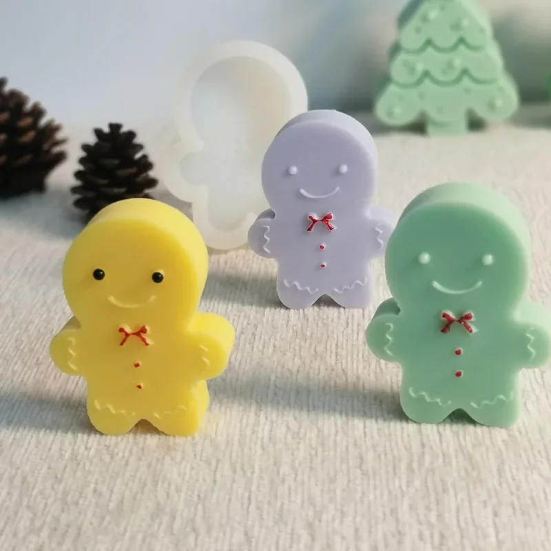 Christmas Gingerbread Man Candle Mold Cookie Chocolate Baking Cake Mould DIY Christmas Atmosphere Scented Candle Silicone Mold