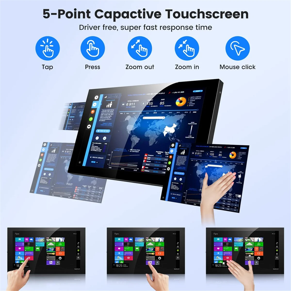 New Tech 7 Inch IPS Mini -Compatible Universal Touch Screen with Case for 5 4 PC Display Game Console