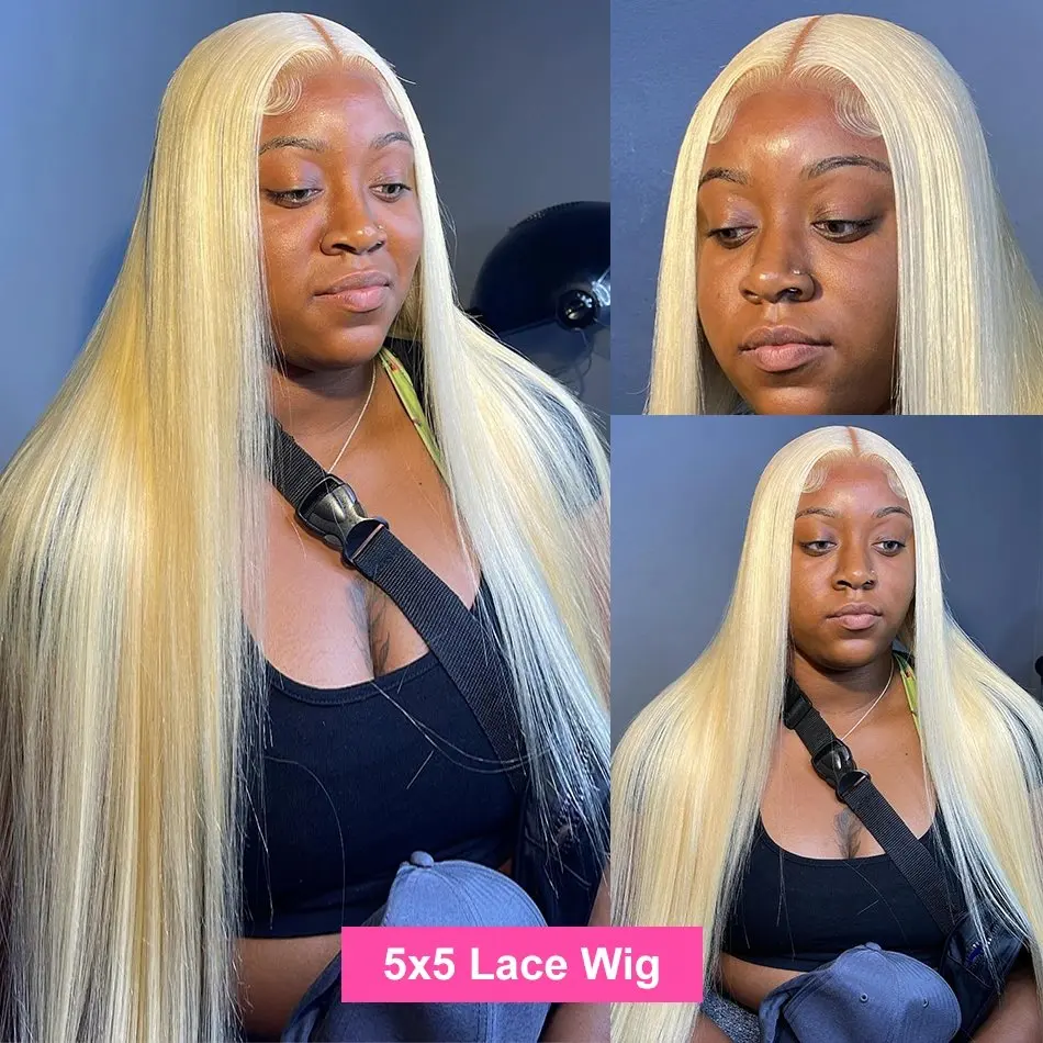 13x4 HD Human Hair Wig Blonde 613 22 Inch HD Lace Forehead Wig Straight 13x6 Glueless Pre-Pull Brazilian 180 Density