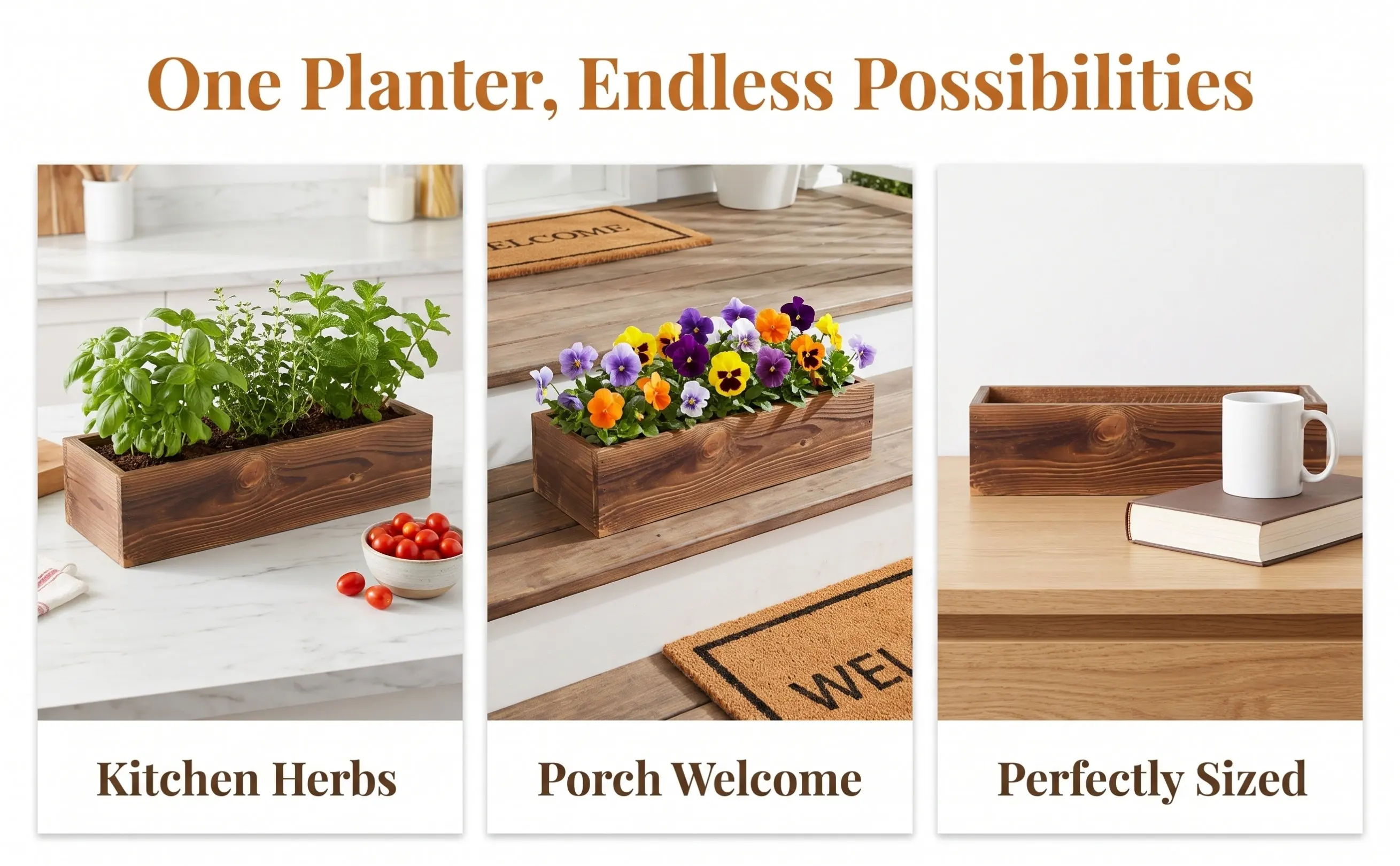Wooden Flowerpot Anti-Corrosion Wood Flower Box Retro Style Decorative Planter for Garden Balcony Indoor Cedar Window Boxes