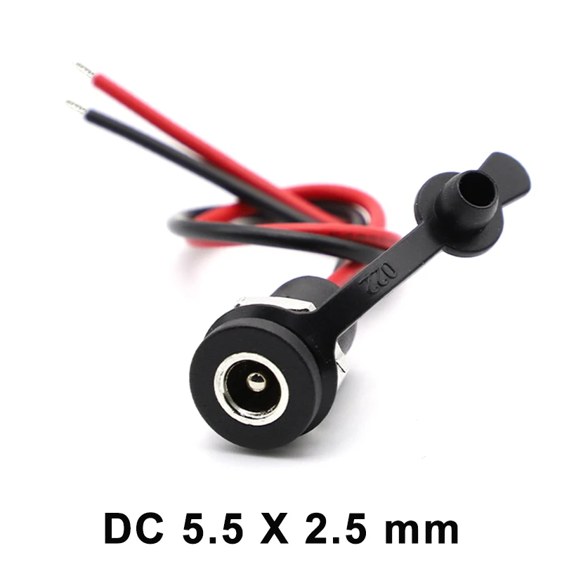 1/5/10 Stück DC 5,5 x 2,1 mm 5,5 x 2,5 mm Batterie DC Power Buchse wasserdichter Stecker mit 2 Pin 18AWG Pigtail Draht Kabel DIY