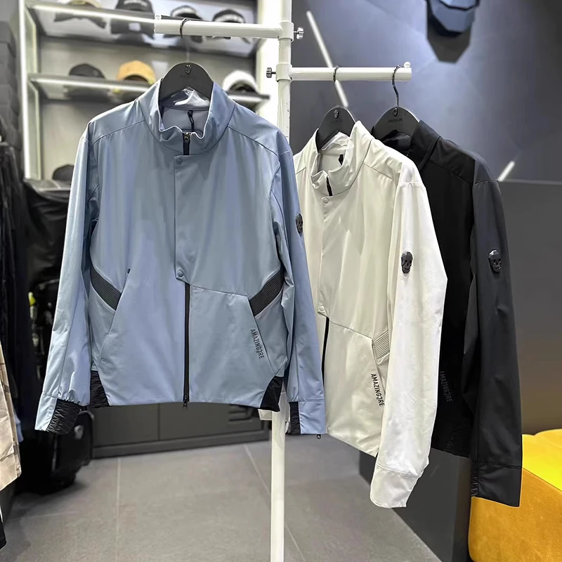 

Golf Apparel Men's Jacket - Sporty Windproof Zipper Top Stylish, Comfortable, and Unique Long-Sleeve Windbreaker