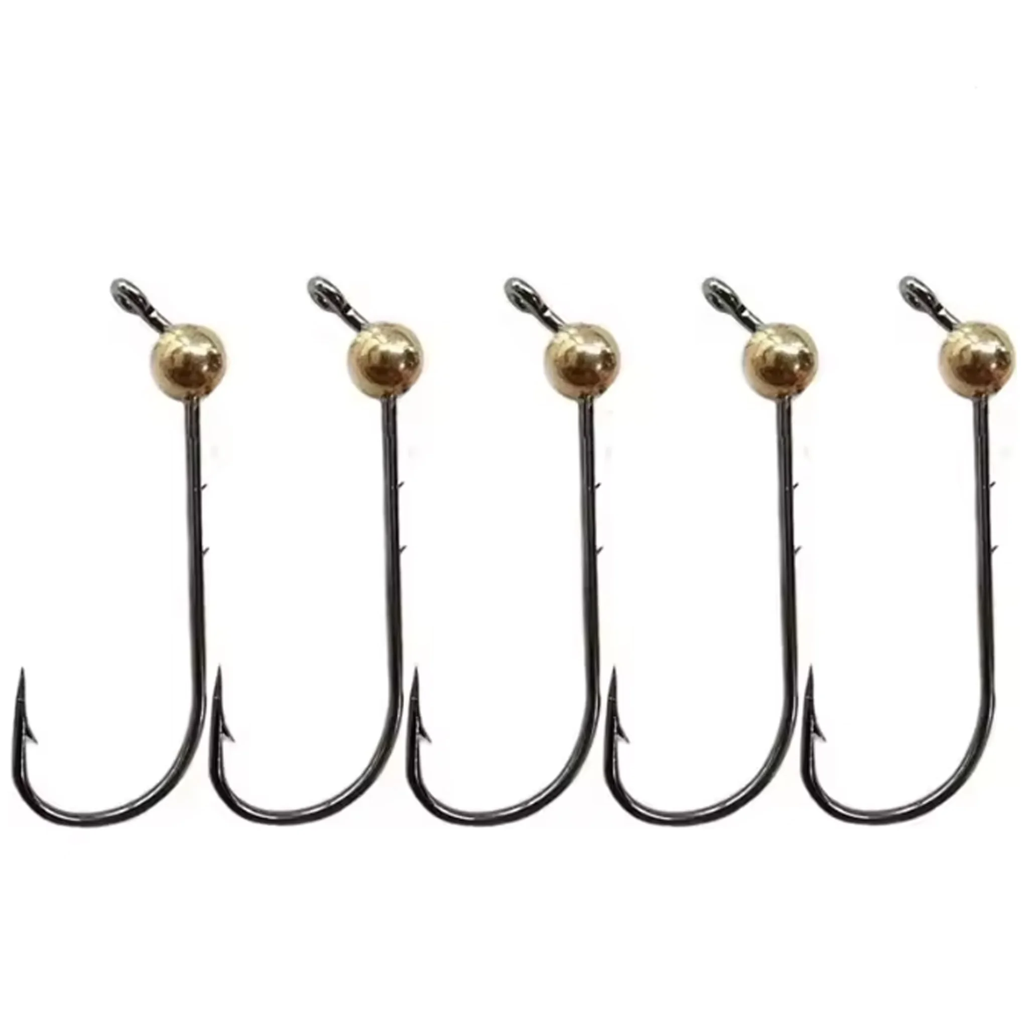 5pcs/Lot Micro Jig Head Fishing Hooks 0.5g-4g Copper Head Mini Crank Jig Fishhook Soft Worm Lure Fishing Accessories