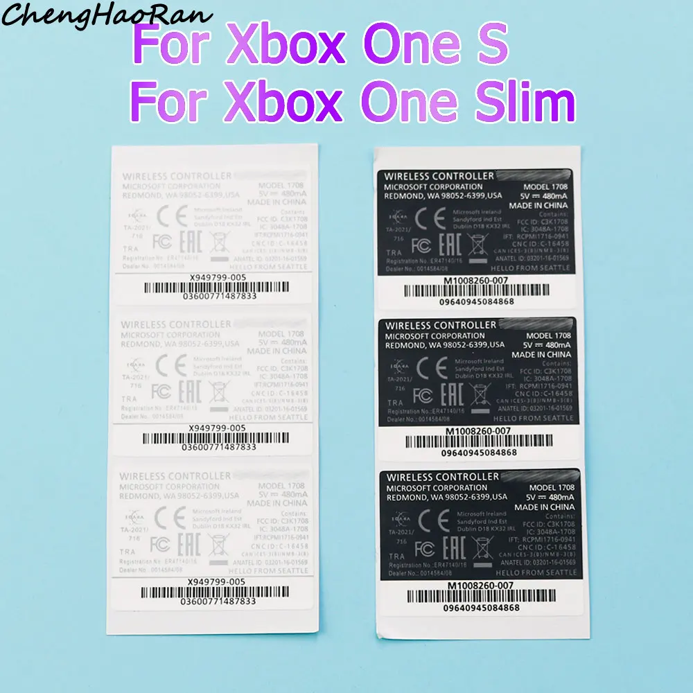 5 Pcs Black White Label Stickers for Xbox One S/ Xbox One Slim Wireless Controller Handle Back Label Stickers