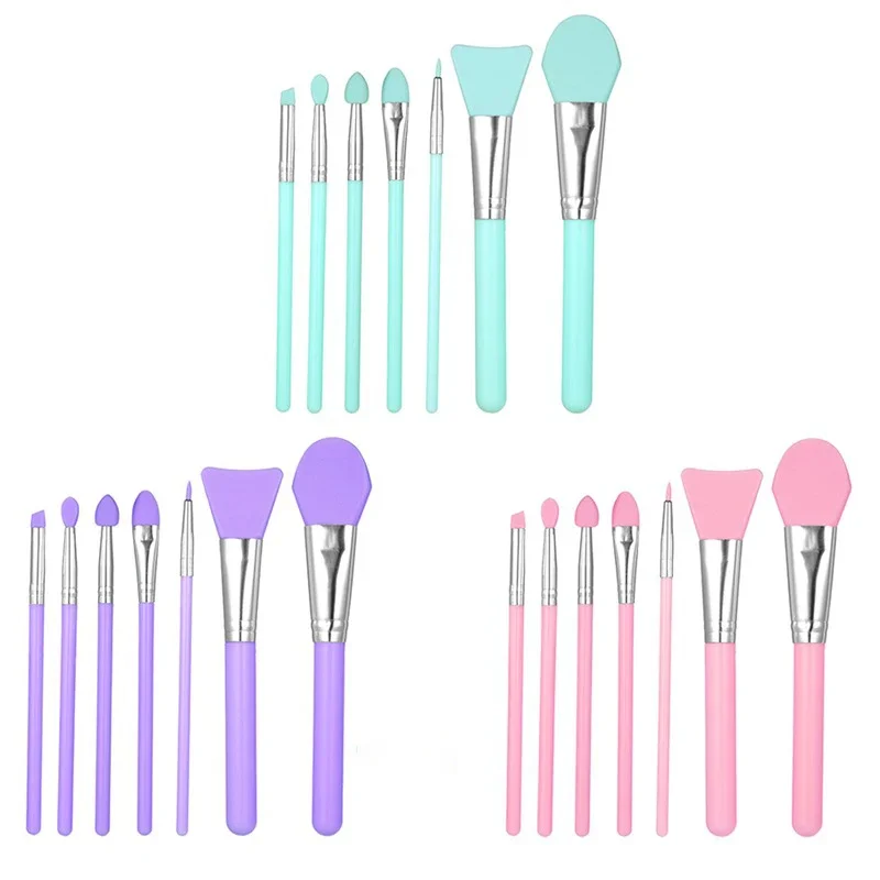 7Pcs/Set Silicone Flat Head Face Mask Brush for Gel Mask Mud Mixing Face Mask Brush Cosmetic Makeup Tool Blending Make up Brush