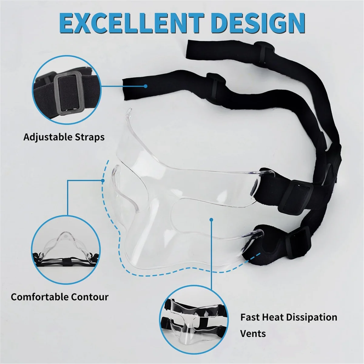 A98TNose Guard for Broken Nose, Adjustable Face Guard Sports Training Face Mask Nose Protector with Padding