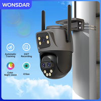 WONSDAR IP Camera HD PTZ WiFi Outdoor Camera 8x Zoom Three Lens Dual Screen Home Security Camera Video Surveillance iCSee APP
