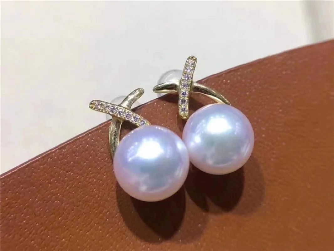 AAAA++++ 6-7mm 7-8mm 8-9mm Gorgeous KOYA White ROUND pearl earring 925s