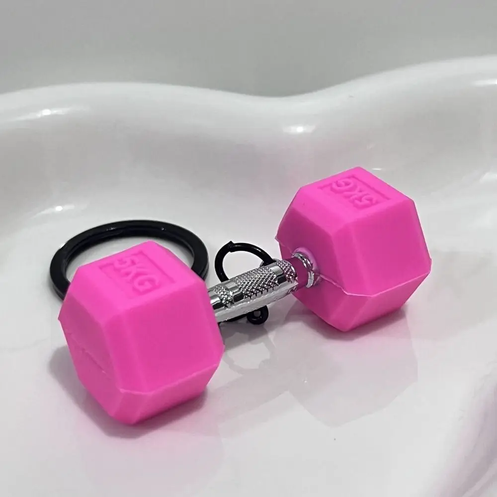 Fitness Equipment Dumbbell Keychain Hanging Ornament Bag Charm Sports Key Ring Simulation PVC Alloy Barbell Pendant
