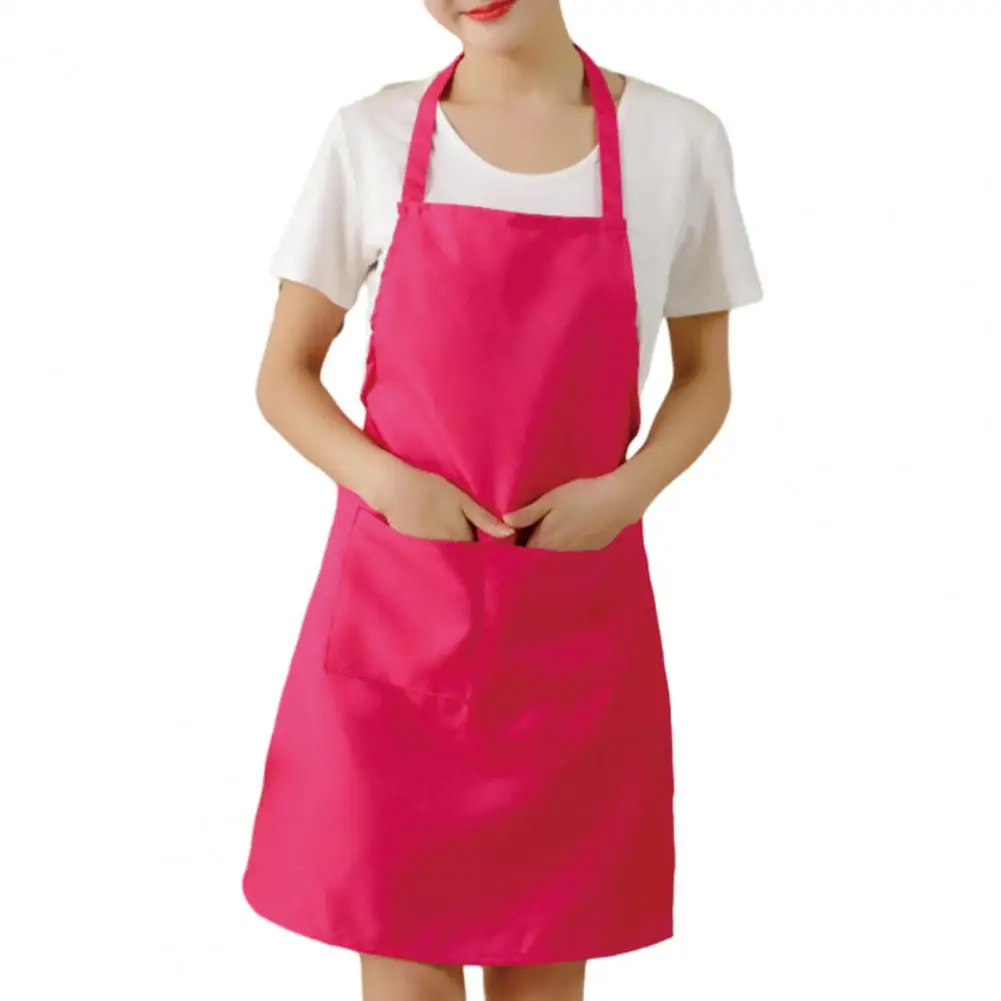 Unisex Work Apron with Pockets Adjustable Straps Cooking Apron for Grill Restaurant Bar Cafes