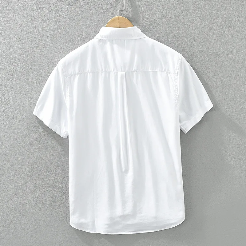 2024 Spring Summer New Pure Cotton Simple Casual Short Sleeve Shirts Men Clothing Thin Comfortable Cotton Streetwear CM8026