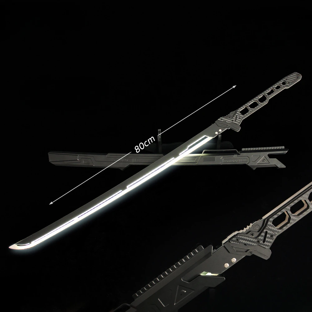 80CM Cyberpunk Lightsaber Thermal Energy Katana Cosplay Halloween Sword Toy Acrylic Luminous Toys Swords Weapon Model Boys Gifts