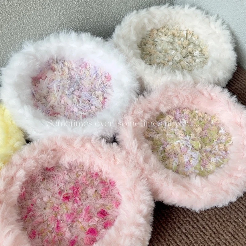 Plush Storage Tray Handmade Crochet Storage Tray Cute Hand Mixed Thread Coaster, Jewelry, Jewelry, Key Display Item Rack