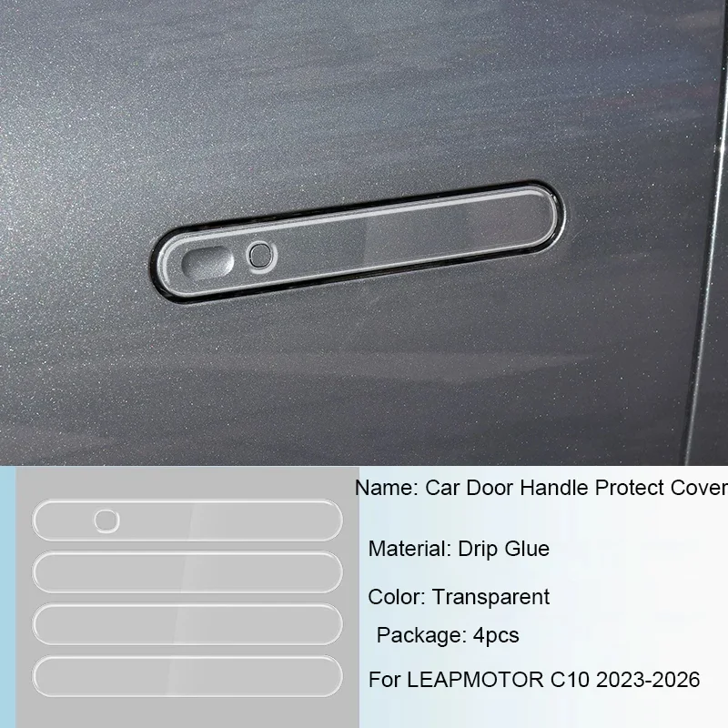 

4 PCS Car Drip Glue Door Handle Cover For LEAPMOTOR C10 2023-2026 Anti Scratch Auto Exterior Decorat Sticker Accessories