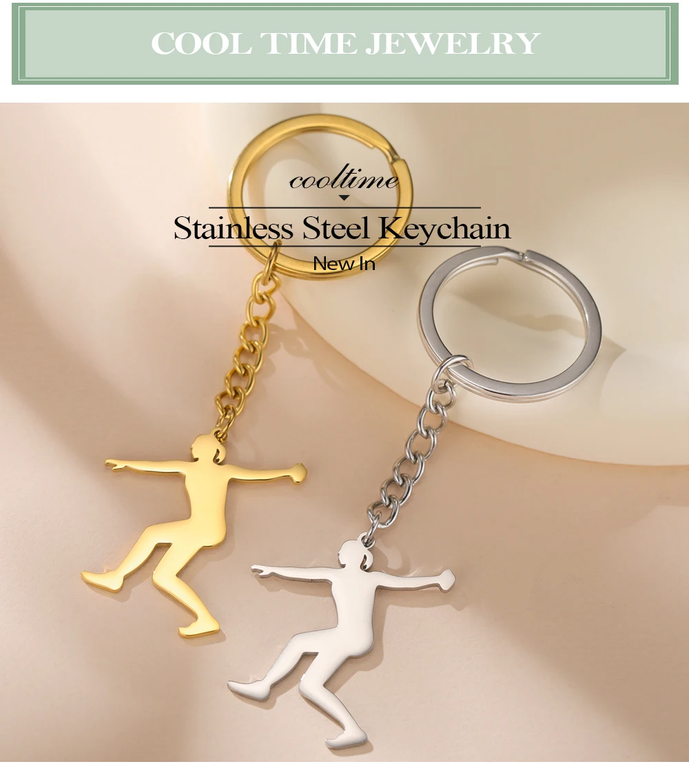 COOLTIME Discus Thrower Schlüsselanhänger Edelstahl Damen Shot Put Competition Athleten Mode Schlüsselanhänger Sport Schmuck Geschenk – Detail 1