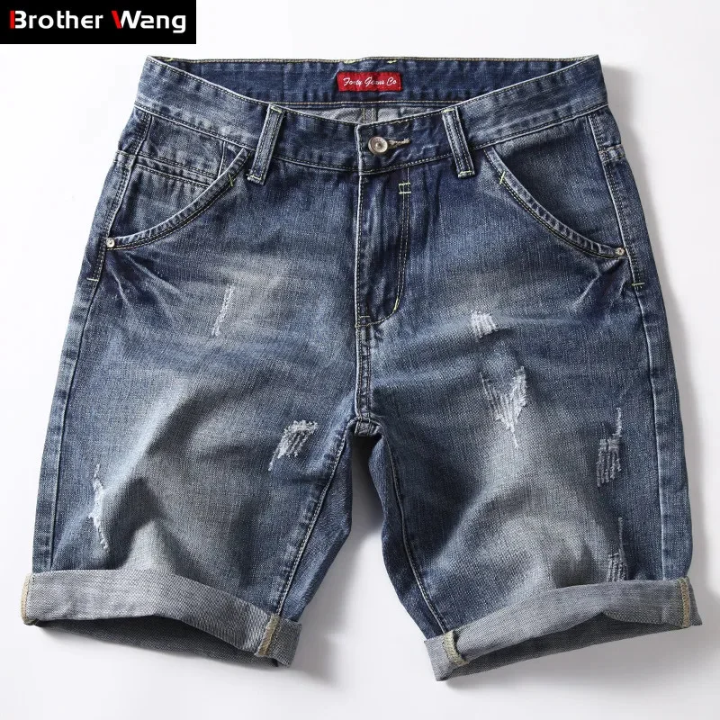 

Denim Classic Shorts Men 2024 Summer Fashion Casual Slim Fit Ripped Blue Short Jeans Male Brand Clothes2