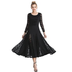 New Long Lace Sleeve Modern Waltz Competition Dress | Ballroom Dance Gown for Women 5 Colors Plus Size 3XL High Quality