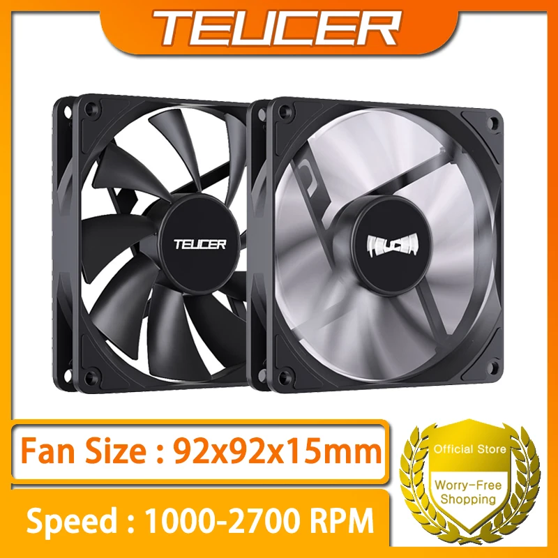 TEUCER CPU Cooling Fan 9cm 4PIN PWM Thin Fan Hydraulic Bearing 1000-2700 Speed  Desktop PC Case Cooling