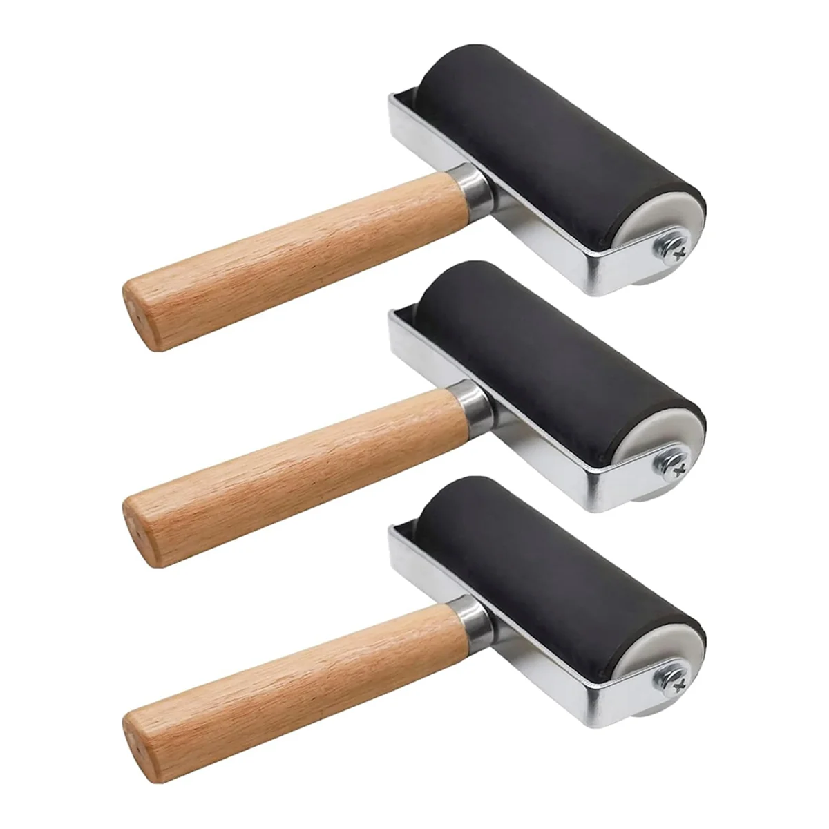 3 Pack Rubber Brayer Roller for Printmaking, Great for Gluing Application Also. Anti Skid Tape Construction Tools,4 Inch