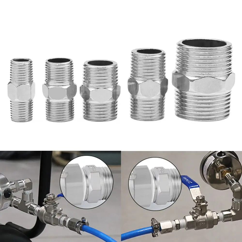 201 Stainless Double Male Thread Connecter Thickened Multiple Specifications Stainless Steel Hex Nipple Male Thread Connector
