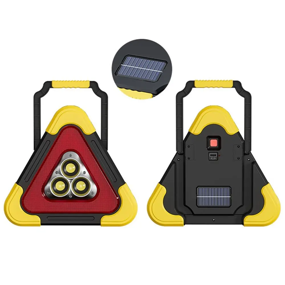 2-IN-1 Roadside Warning Light 4 Modes Solar Triangle Warning Sign High Brightness Wear-resistant Breakdown Alarm Lamp