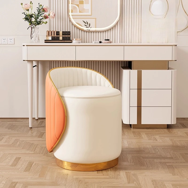 Light Luxury Senior Makeup Stool Girls Bedroom Modern Simple Round Stool Tabouret Ergonomic Taburete Pequeño Furniture Home