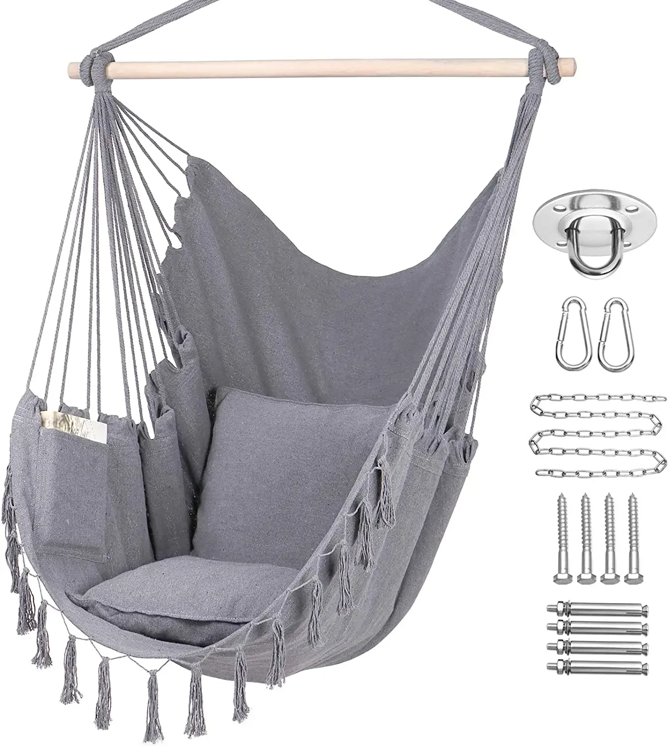 HMK outdoor swing chair macrame patio garden swing chair canvas kids patio swing Hammock chair