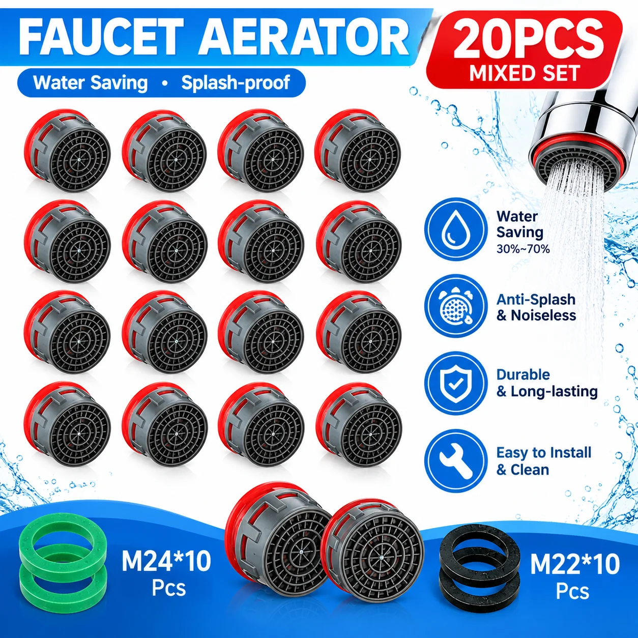Kitchen Gadgets Hacks - 20 szt. Aerator do kranu, ogranicznik