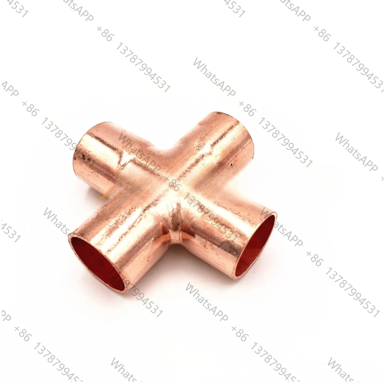 Raccord de tuyauterie sanitaire en cuivre à alimentation par extrémité, croix égale à 4 voies, 6.35/9.52/12.7/15/16/22/28/35mm x 0.8/1/1.2mm, pour gaz, eau, huile