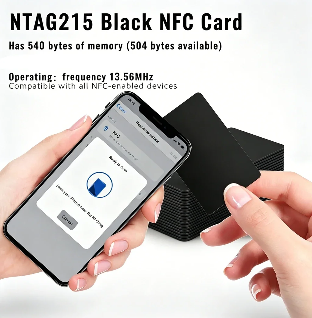 5-10PCS NFC215 Black Cards Rewritable NFC Ntag215 PVC Cards Blank Easy Convenient Programmable NFC Business Card Chip 504Bytes