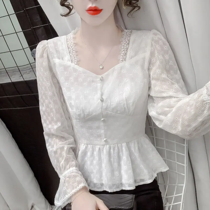 Chiffon Shirt Top Women New Design Niche Palace Style V-neck Shirt Western Style Small Shirt for Women
