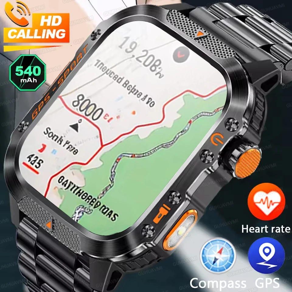 

2025 Новые GPS Bluetooth-вызовы Смарт-часы для мужчин AMOLED Спорт на открытом воздухе Компас 540 мАч Пульсометр Военные 3ATM Водонепроницаемые умные часы
