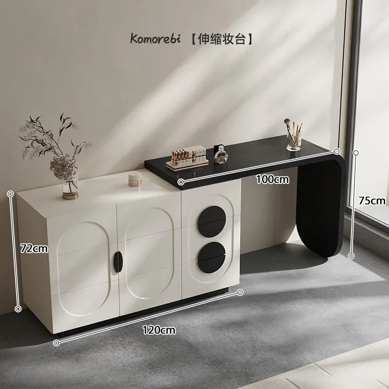 Menglu Yuebai H2 Dresser Chest مصمم متكامل جديد 2024 غرفة نوم رئيسية خزانة مستحضرات تجميل من الخشب الصلب باللونين الأبيض والأسود المتقدمة #6