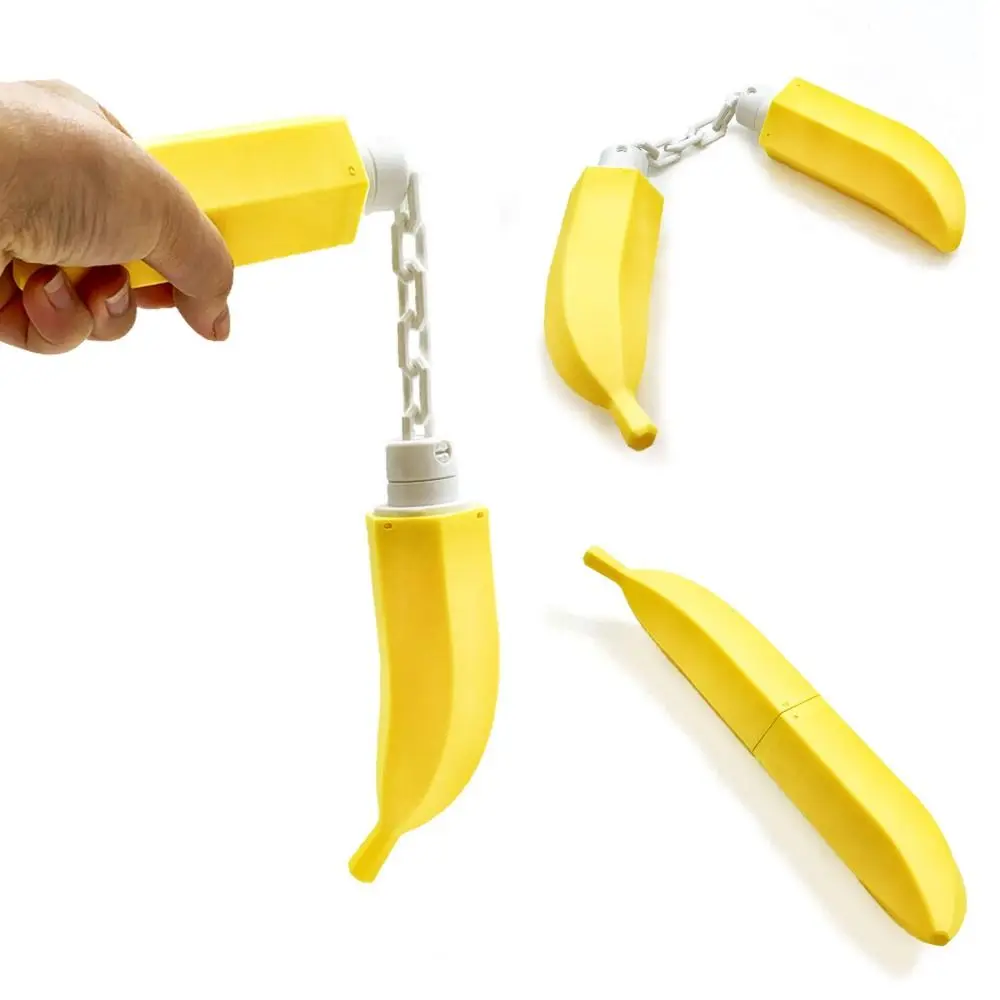 Creative Banana Nunchucks Toy Simulation Fruit Realistic Thumb Chucks Toys PLA Simulation Fruit Props Banana Folding Toy